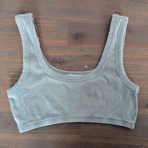 Zara Olive Ribbed Crop Tank